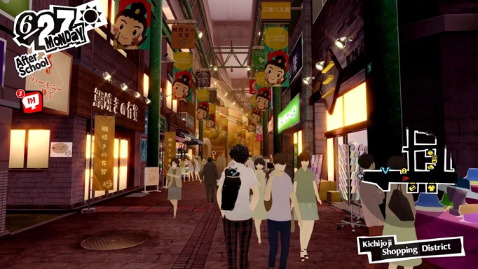 Image of Joker walking through Kichijoji in Persona 5 Royal