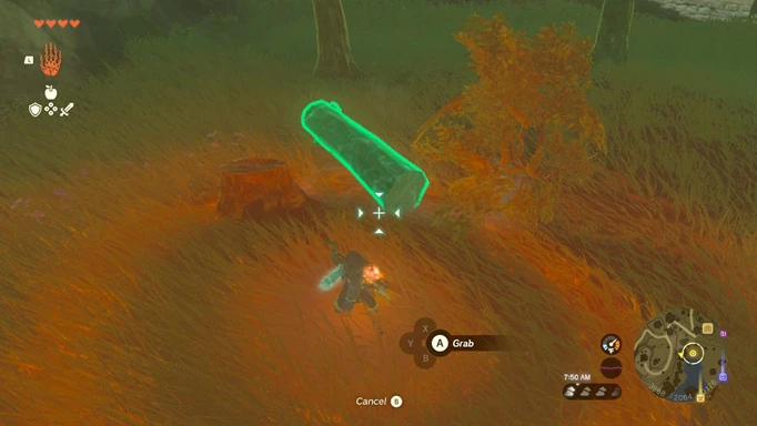 Link moving a log in Tears of the Kingdom