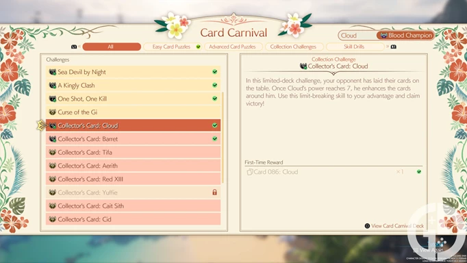 Image of the Card Carnival challenges in Final Fantasy 7 Rebirth