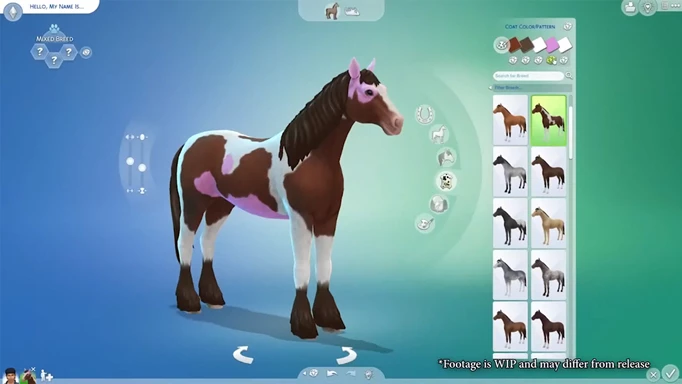 A horse in CAS on The Sims 4