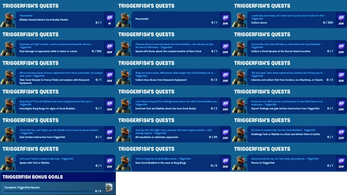 All the Triggerfish Quests in Fortnite