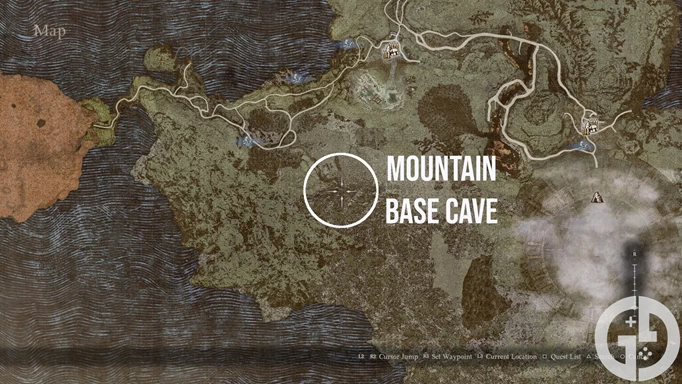 Map image of the Mountain Base Cave in Dragon's Dogma 2