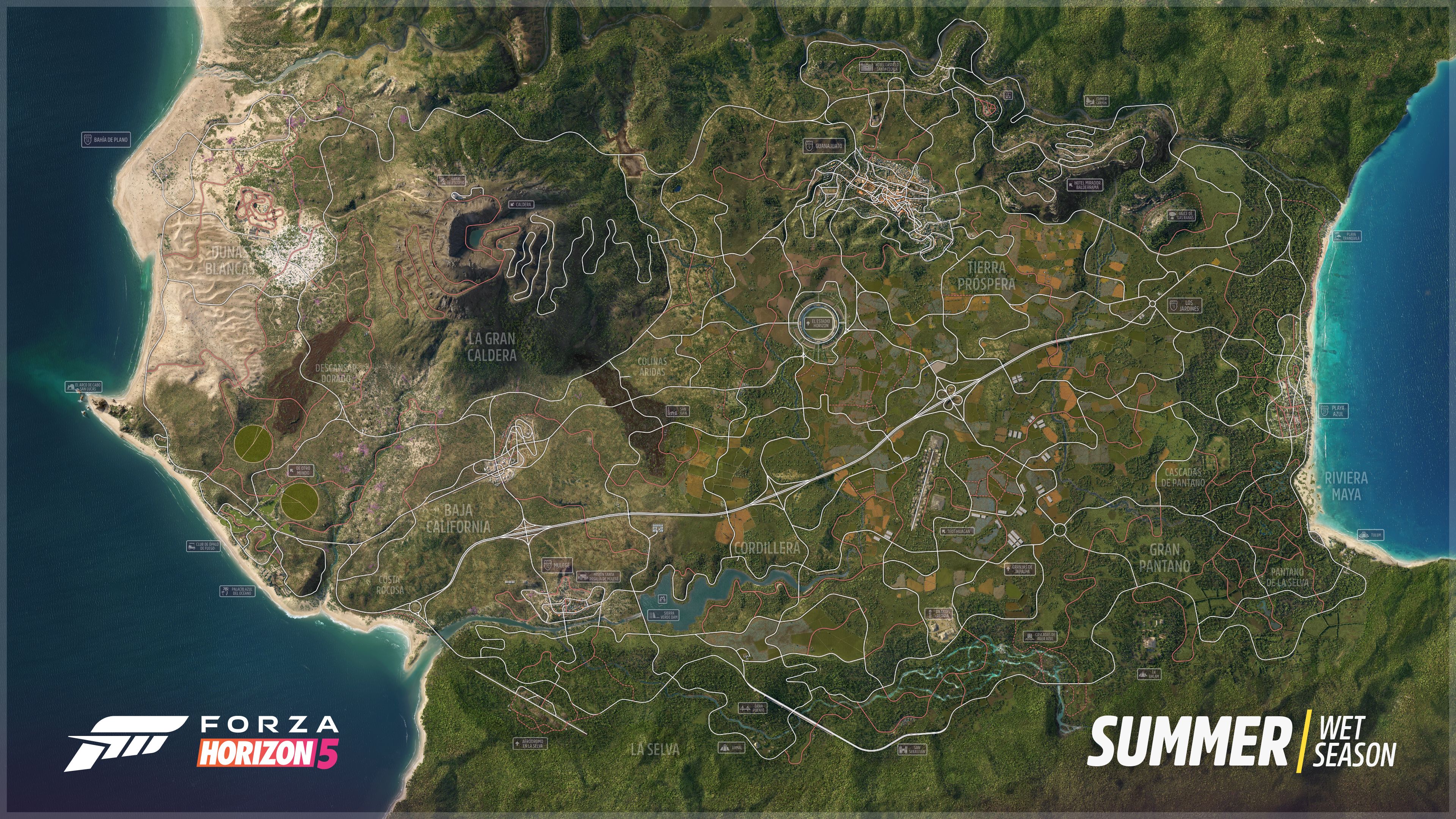Forza Horizon 5 map: Full map of Mexio in summer