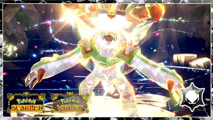 The 7-star Chesnaught with its Rock type as it appears in the Tera Raid in Scarlet and Violet