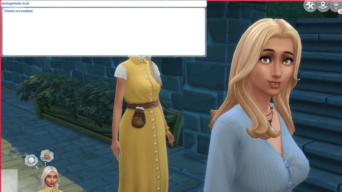 Screenshot showing how to enable cheats in The Sims 4