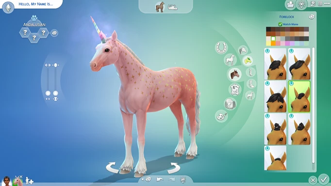 Image of mane options in CAS in The Sims 4 Horse Ranch