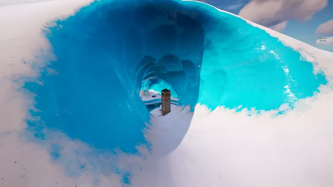 A tower in an ice cave in Fortnite