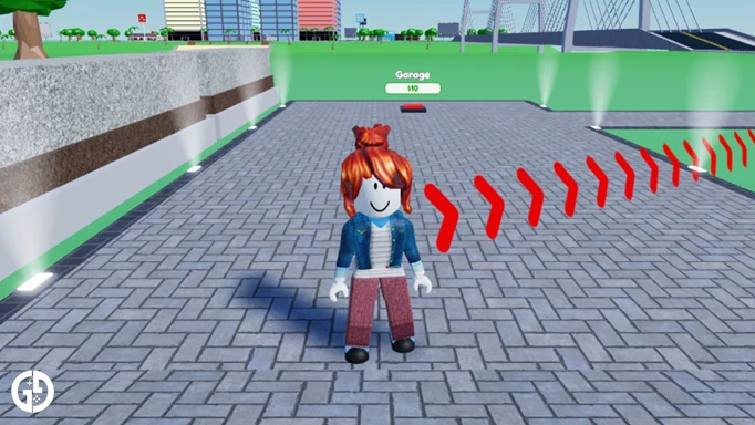 Image of a character standing on a driveway in Roblox House Tycoon