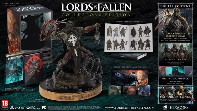 Image of everything included in the Collector's Edition of Lords of the Fallen