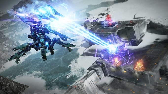 Image of a laser attack in Armored Core 6