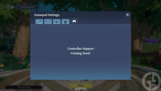 Screenshot of the Palia controller support settings menu
