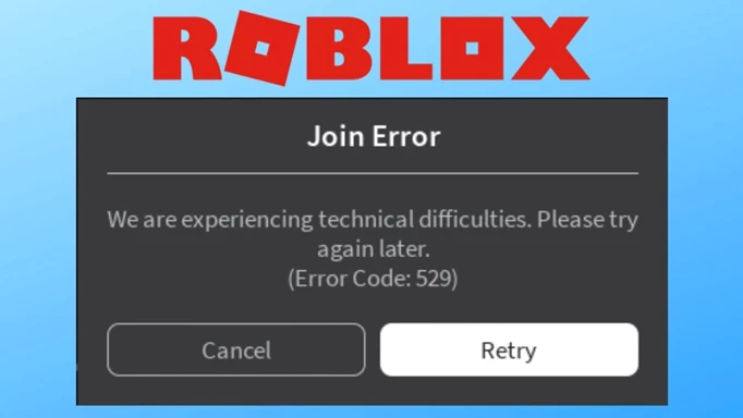 Screenshot of the error code 529 message on Roblox