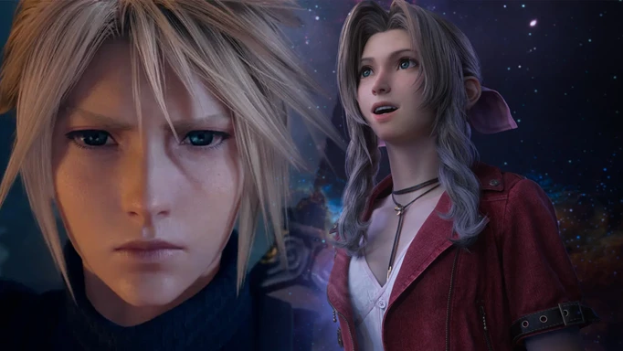 cloud and aerith looking stunned