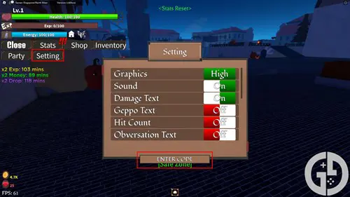 Image showing you how to redeem codes in Master Pirate