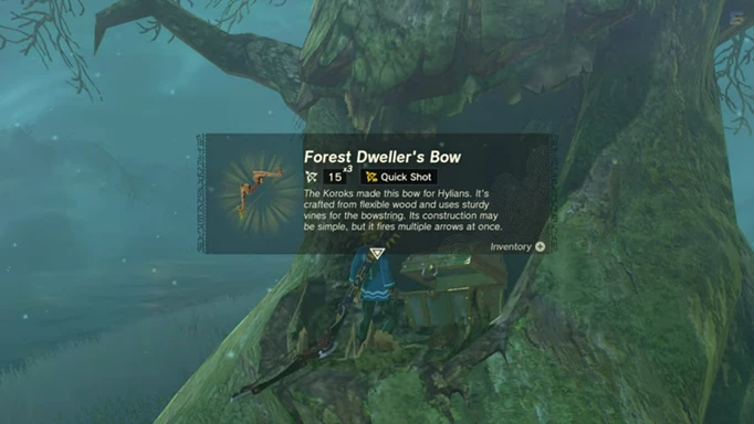 The Forest Dweller's Bow that can be found in Lake Saria in Zelda: Tears of the Kingdom