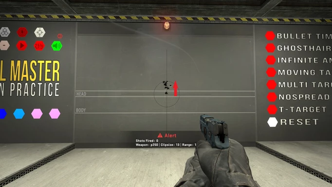 Image of the P250 spray pattern in CS:GO