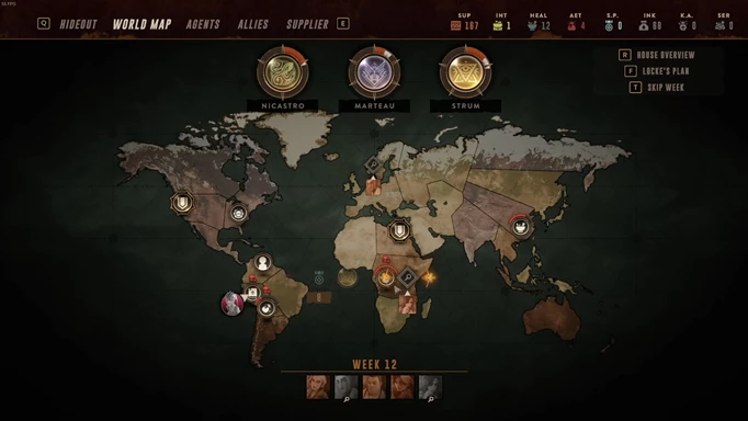 the world map in The Lamplighters League