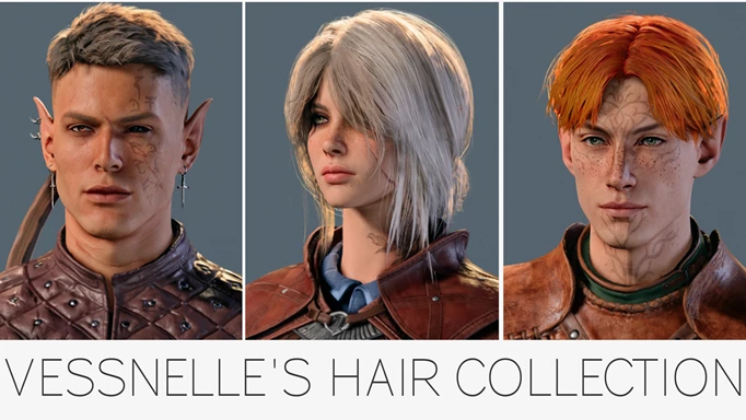 a promo image of Vessnelle's Hair Collection, one of the best Baldur's Gate 3 mods