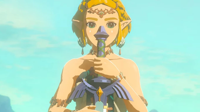 Zelda holding sword