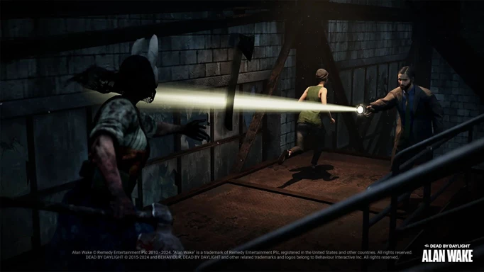 Alan Wake using a flashlight in Dead by Daylight