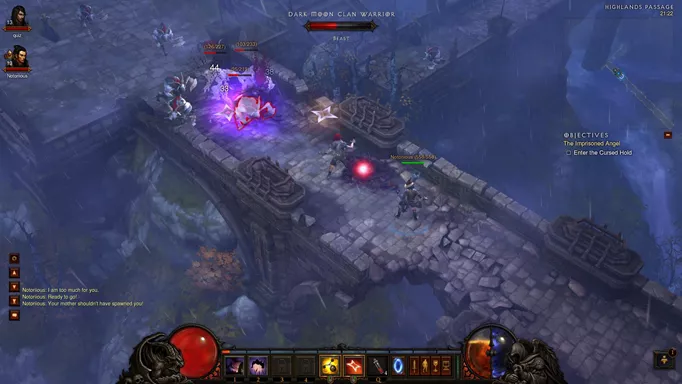 Characters from Diablo 3 on a bridge