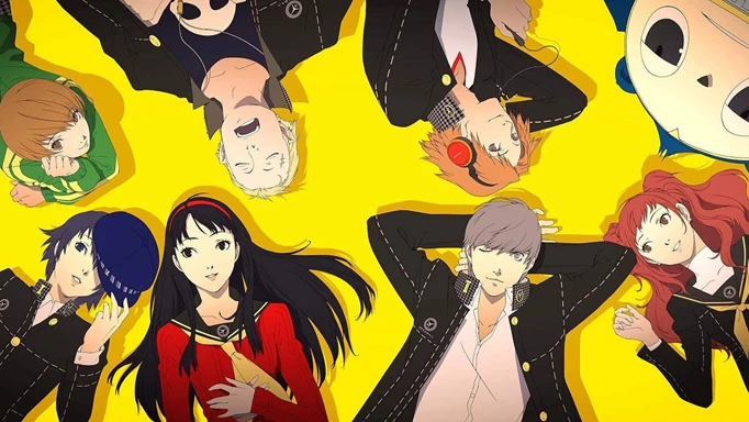 Persona 4 PS4: the cast of Persona 4 lying in a circle