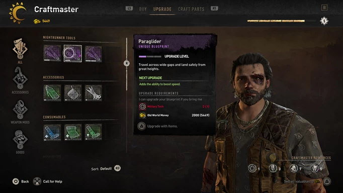 Dying Light 2 Paraglider: upgrade at the craftmaster.