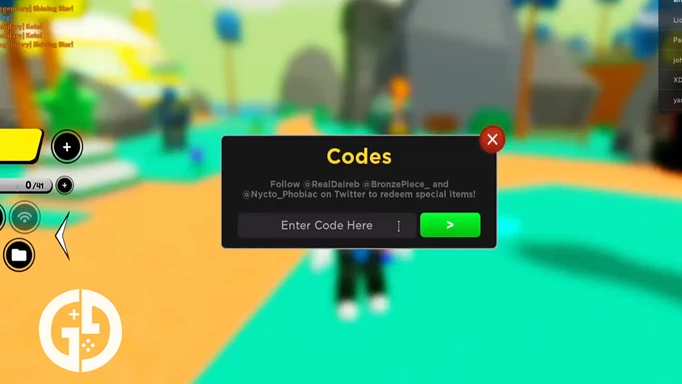 The code redeem screen for Anime Fighters Simulator