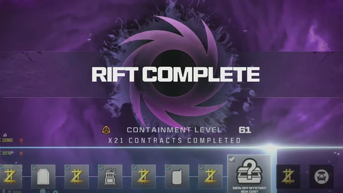 Rift Complete notification in Modern Warfare 3 Zombies