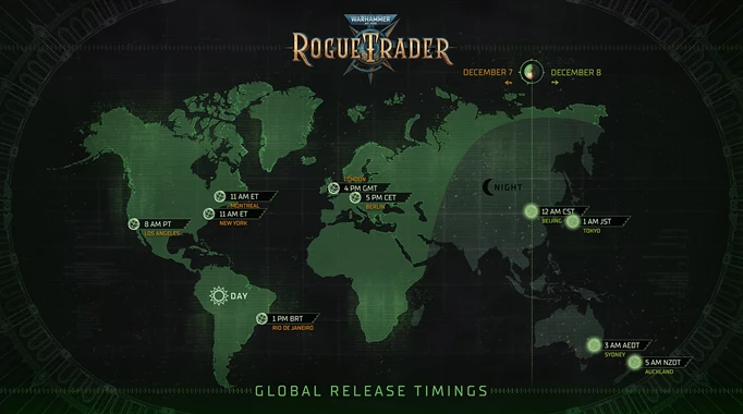 Rogue Trader release times map