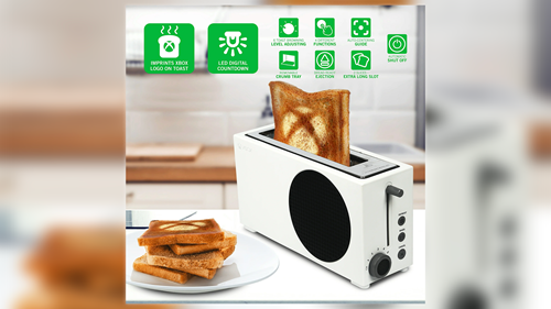 An image of the Xbox Series S-themed toaster, rising a variety of specifications.