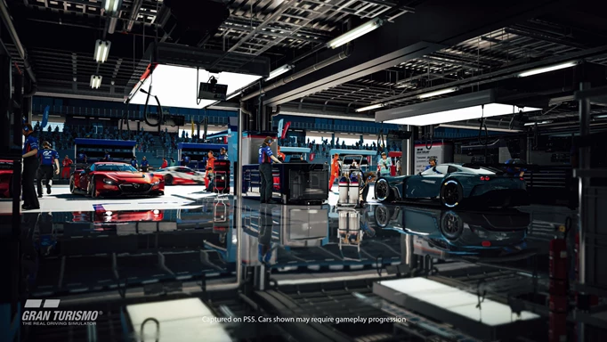 A car workshop in GT7