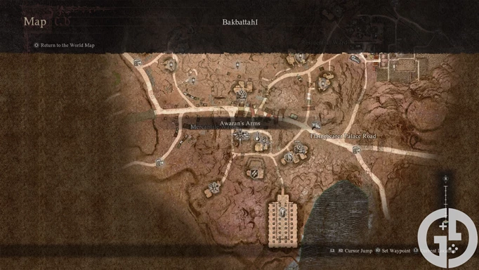 Map image showing you where to find the Battahli smithing style in Dragon's Dogma 2