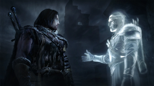Talion speaks with a ghost in The Lord of the Rings: Shadow of Mordor.