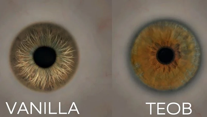 Image showing the texture replacement for The Eyes of Beauty, one of the best Starfield mods