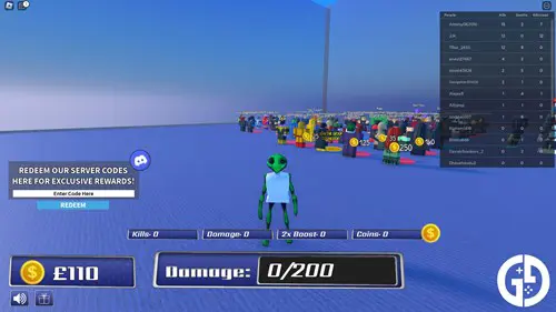 The box for redeeming Super Universe Battlegrounds codes in the bottom left.