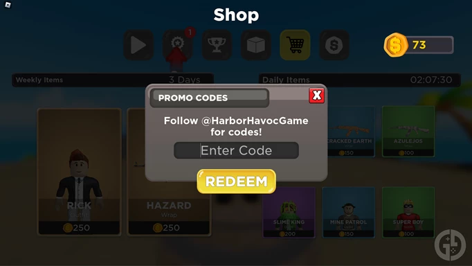 the Harbor Havoc code screen