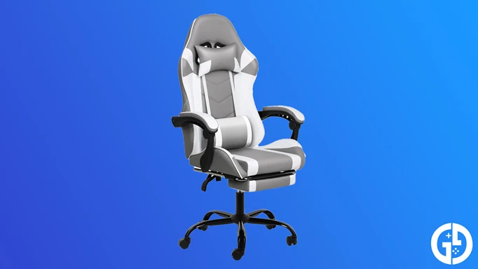 Simple Deluxe reclining gaming chair in white and grey