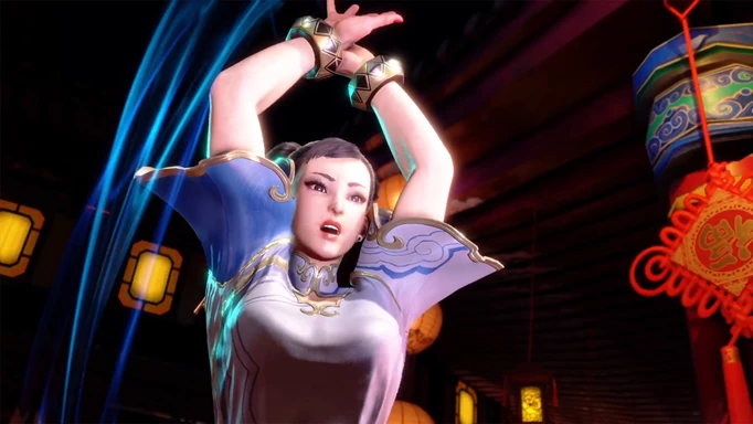 Chun-Li gearing up for an attack in Street Fighter 6.