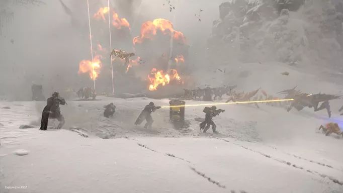 Players in the snow in Helldivers 2.