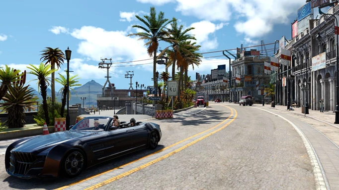 Noctis and the team driving in Final Fantasy XV