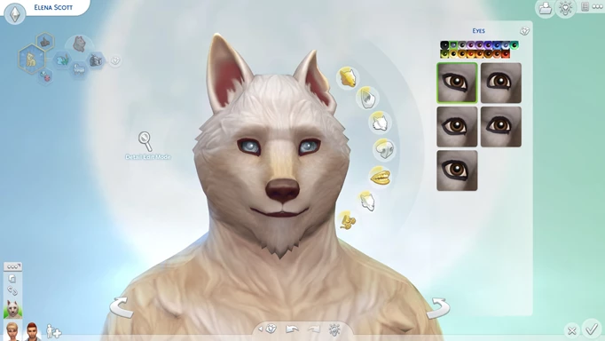 Werewolf options in the create-a-sim menu, Sims 4 Werewolves