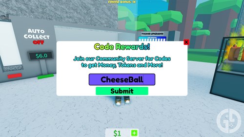 Code redemption screen in Idle Miner Tycoon