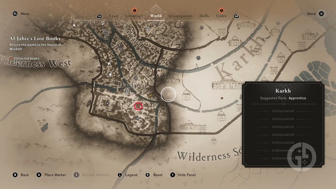an image of the Assassin's Creed Mirage 'Delight By The Dome' Enigma reward map location