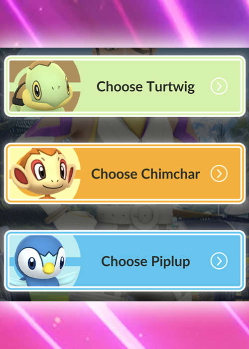 Pokemon GO choose a path: Turtwig, Chimchar, or Piplup?