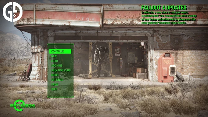 The Fallout 4 main menu.