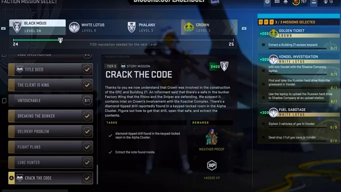 Don't attempt the DMZ Crack the Code mission until you're completely ready!