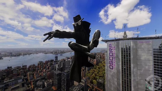 The Into the Spider-Verse Noir Suit in Marvel's Spider-Man 2