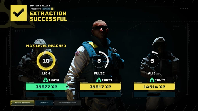 There is an intense levelling system in Rainbow Six Extraction.