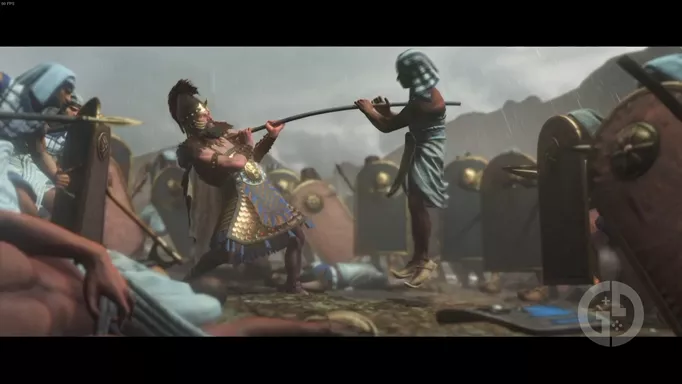 a screenshot of a battle from a Total War PHARAOH cinematic